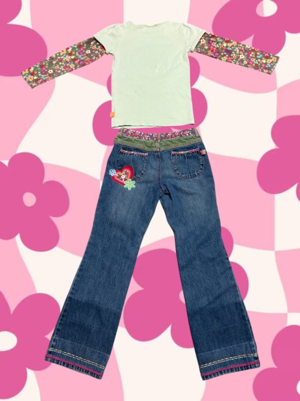 Vintage 2006 Powerpuff Girls Matching Set Girls 10 Jeans 8 Top Y2K Rare Grail - Picture 2 of 16